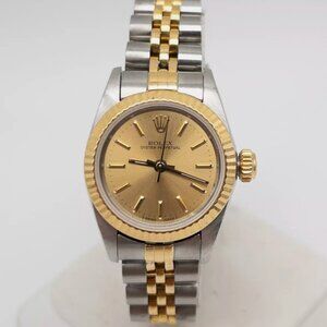 Rolex Oyster Perpetual Two Tone 18kt Gold Stainless Steel Watch